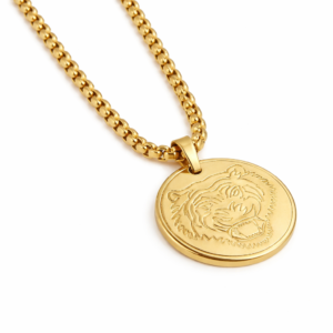 Tiger Gold Stainless Steel Pendant Necklace for Men | Bold Tiger Pendant Chain
