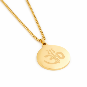 Om Trishul Gold Stainless Steel Pendant Chain for Men – 24 Inch