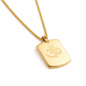 Om Trishul Gold Plated Pendant Chain Necklace for Men (24 Inch) – Hindu Spiritual Jewelry