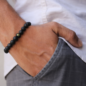 Om Symbol Lava Stone Bracelet for Men | Spiritual Energy Healing Beaded Bracelet