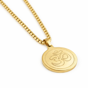 Om Pendant Gold Stainless Steel Necklace Chain for Men (24 Inch) | Hindu Om Symbol Necklace