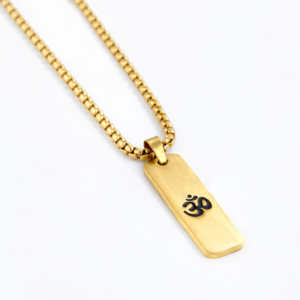 Om Matte Finish Necklace for Men – 24 Inch Stainless Steel Hindu Om Pendant Chain