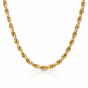 Gold Plated Rope Chain for Men 21.5 Inch | Stylish Stainless Steel Necklace