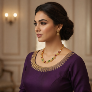 Rajasthani Designer Kundan Choker Set – Gold Plated Peacock Necklace with Earrings