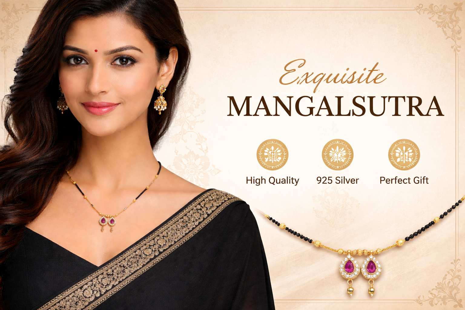 Gold-Plated Mangalsutra Necklace for Women Gold-Plated Mangalsutra Necklace for Women