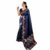 Navy Blue Lichi Silk Saree