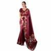 Maroon Lichi Silk Saree