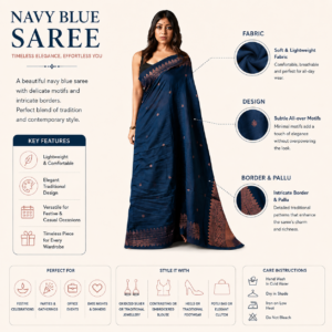 Blue Soft Lichi Silk Saree