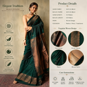 Green Soft Lichi Silk Saree