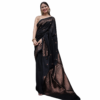 Black Soft Lichi Silk Saree