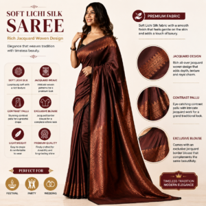 Maroon Soft Lichi Silk Saree