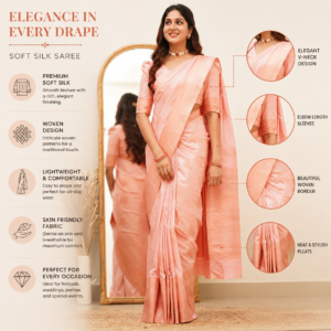Pink Soft Silk Saree for Women
