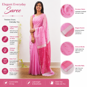 Pink Soft Organza Saree