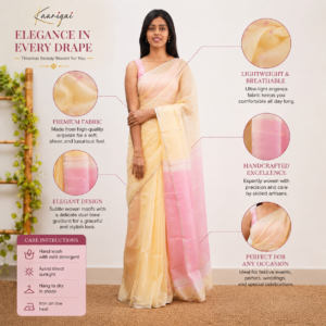 Cream Soft Organza Saree