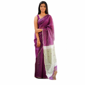Wine Woven Soft Organza Saree
