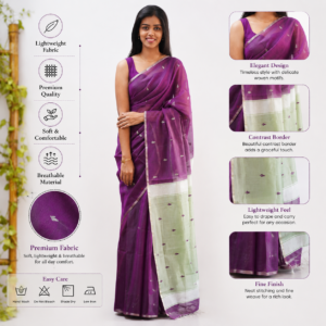 Wine Woven Soft Organza Saree