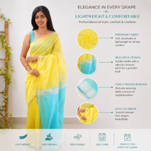 Yellow Soft Organza Saree
