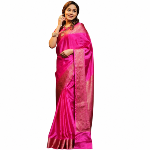 Pink Soft Lichi Silk Saree