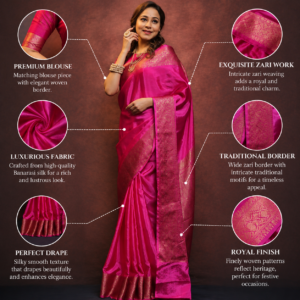 Pink Soft Lichi Silk Saree