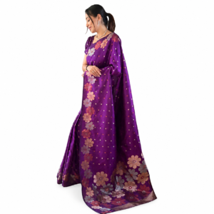 Purple Soft Lichi Silk Saree