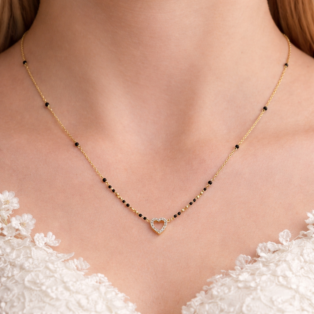 Elegant gold necklace with diamond heart
